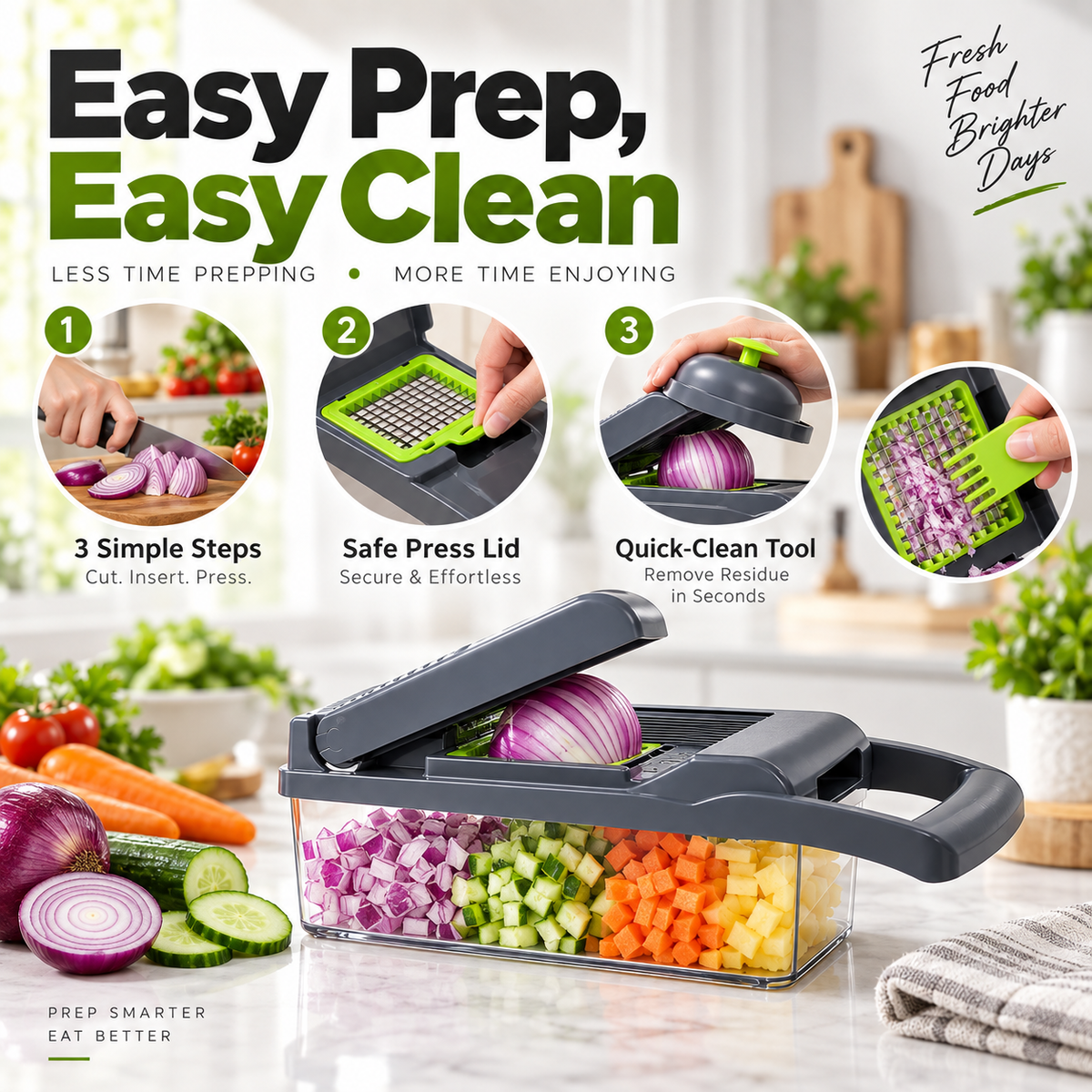 17-in-1 Vegetable Chopper – Multi-Function Slicer, Dicer, Grater & Cutter