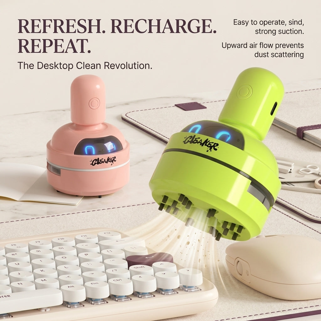 Mini Cartoon Desktop Vacuum Cleaner – Portable Table, Keyboard & Desk Dust Sweeper (Random Color)
