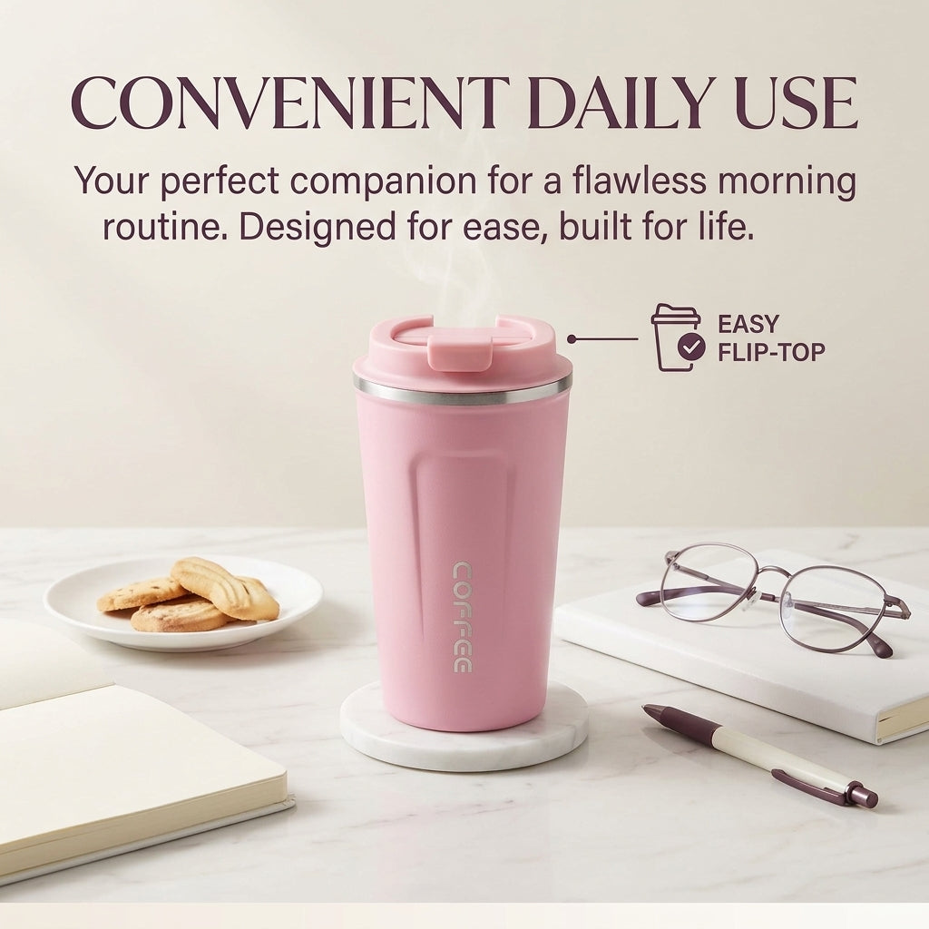 500ml Stainless Steel Insulated Travel Mug – Temperature Display Coffee Cup with Double-Wall Thermal Design