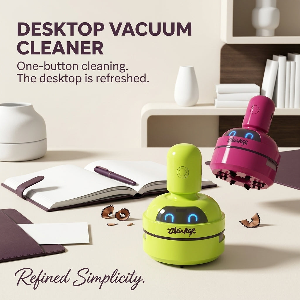 Mini Cartoon Desktop Vacuum Cleaner – Portable Table, Keyboard & Desk Dust Sweeper (Random Color)