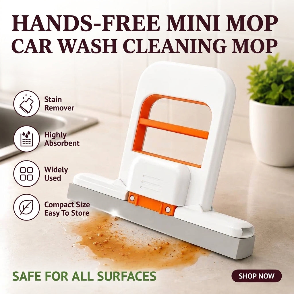 🧽 Foldable Mini Mop – Portable Self-Squeezing Wet & Dry Cleaning Mop for Home, Desk & Car