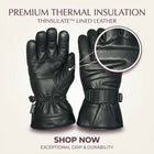 🧤 Men’s Winter Leather Gloves – Warm-Lined Black Motorcycle & Outdoor Riding Gloves