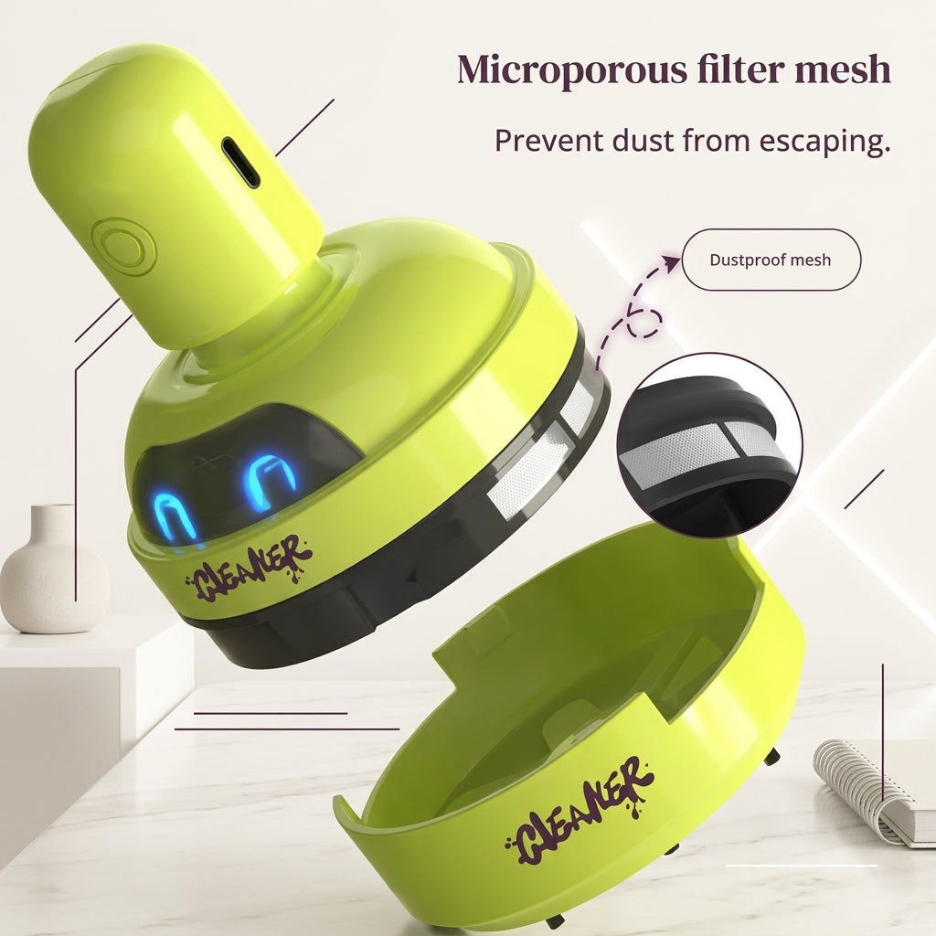 Mini Cartoon Desktop Vacuum Cleaner – Portable Table, Keyboard & Desk Dust Sweeper (Random Color)