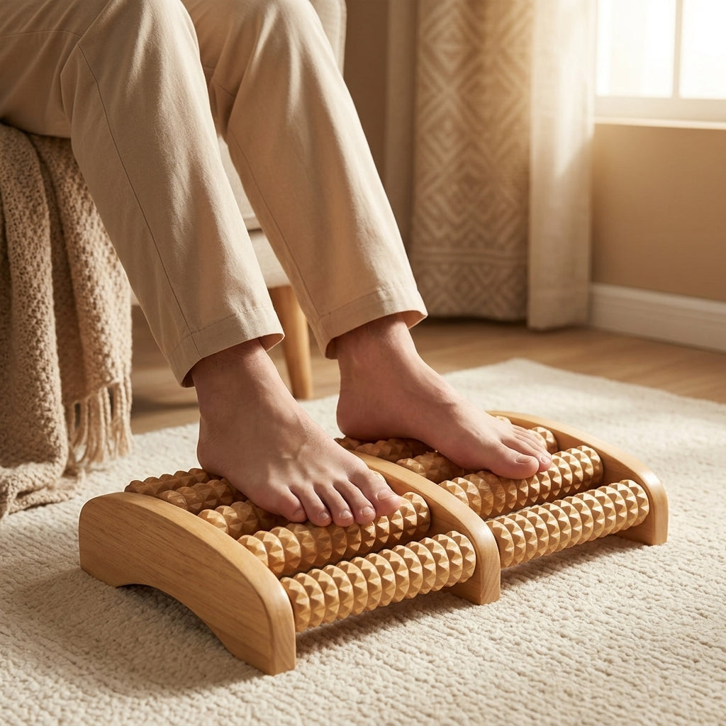 ❄️ Winter Comfort Wooden Foot Massager – Natural Wood Roller for Relaxation & Daily Foot Relief