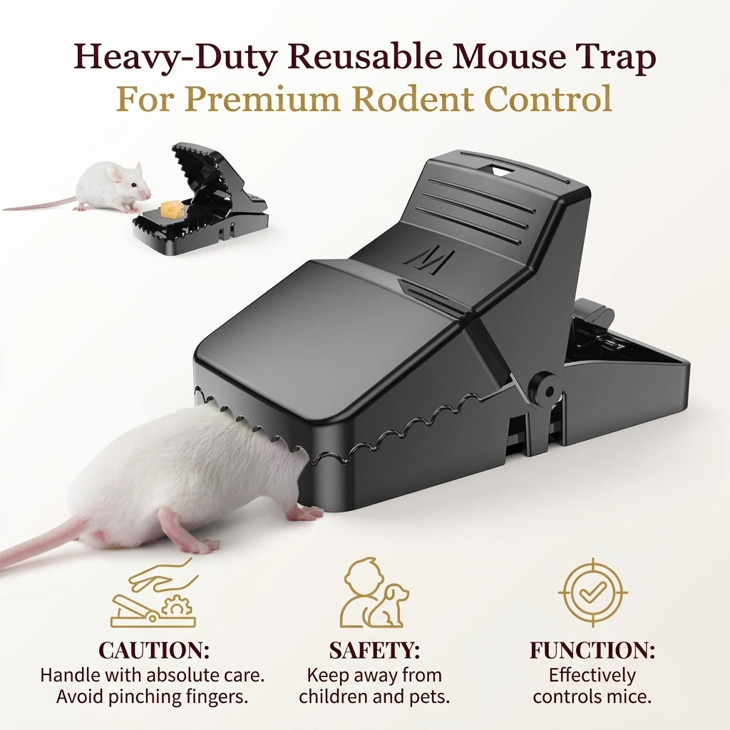 Heavy-Duty Reusable Mouse Trap – Quick-Set Plastic Rodent Catcher