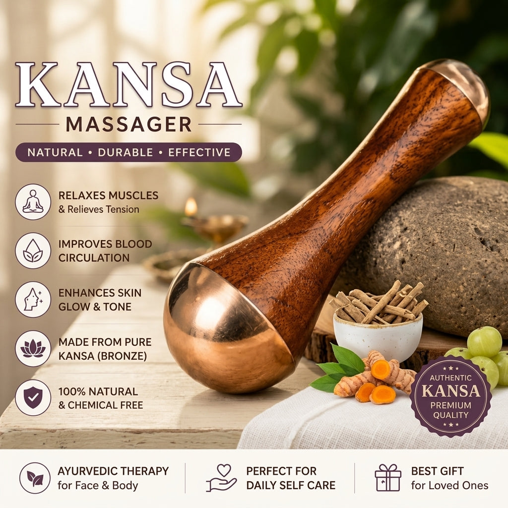 Kansa Bronze Massage Wand – Ayurvedic Face, Body & Foot Massager for Relaxation & Daily Wellness