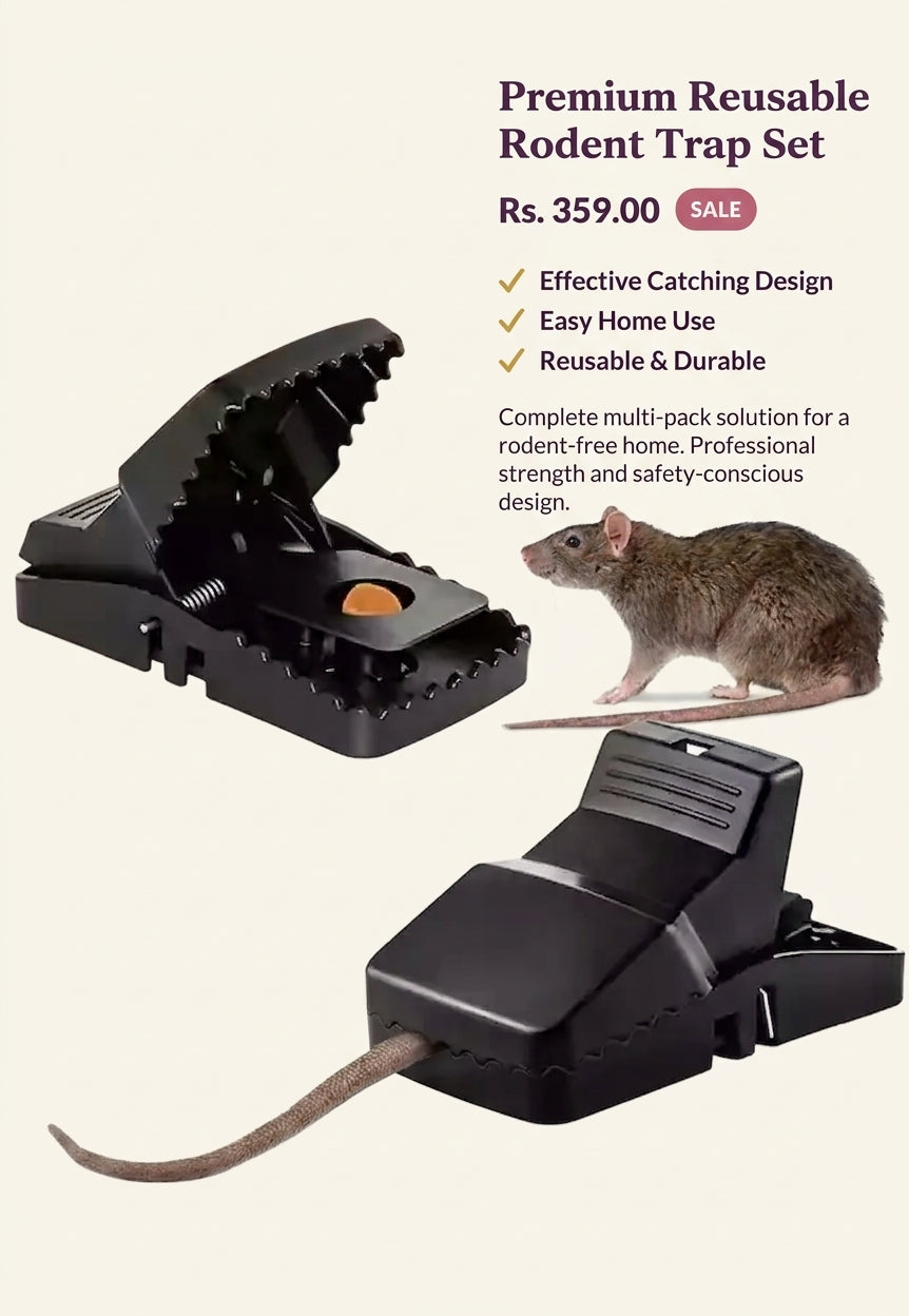 Heavy-Duty Reusable Mouse Trap – Quick-Set Plastic Rodent Catcher