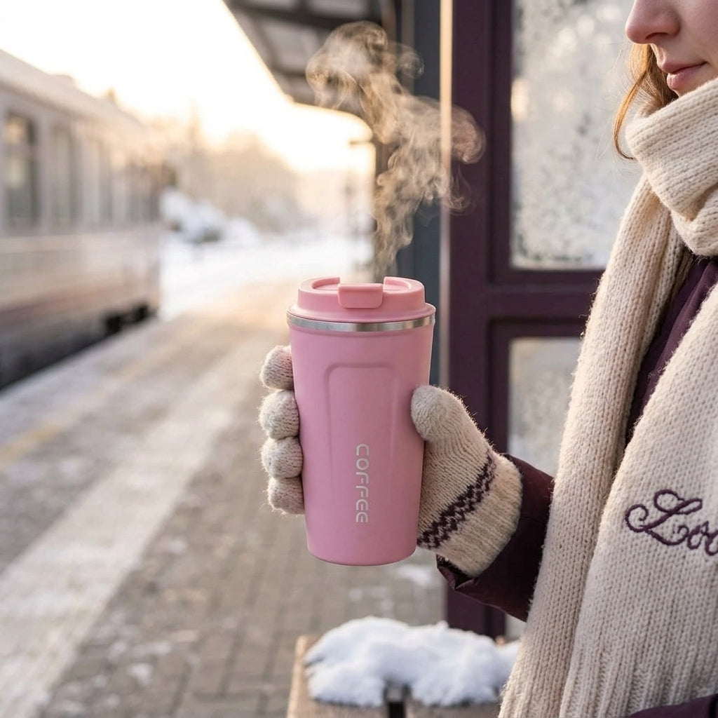 500ml Stainless Steel Insulated Travel Mug – Temperature Display Coffee Cup with Double-Wall Thermal Design