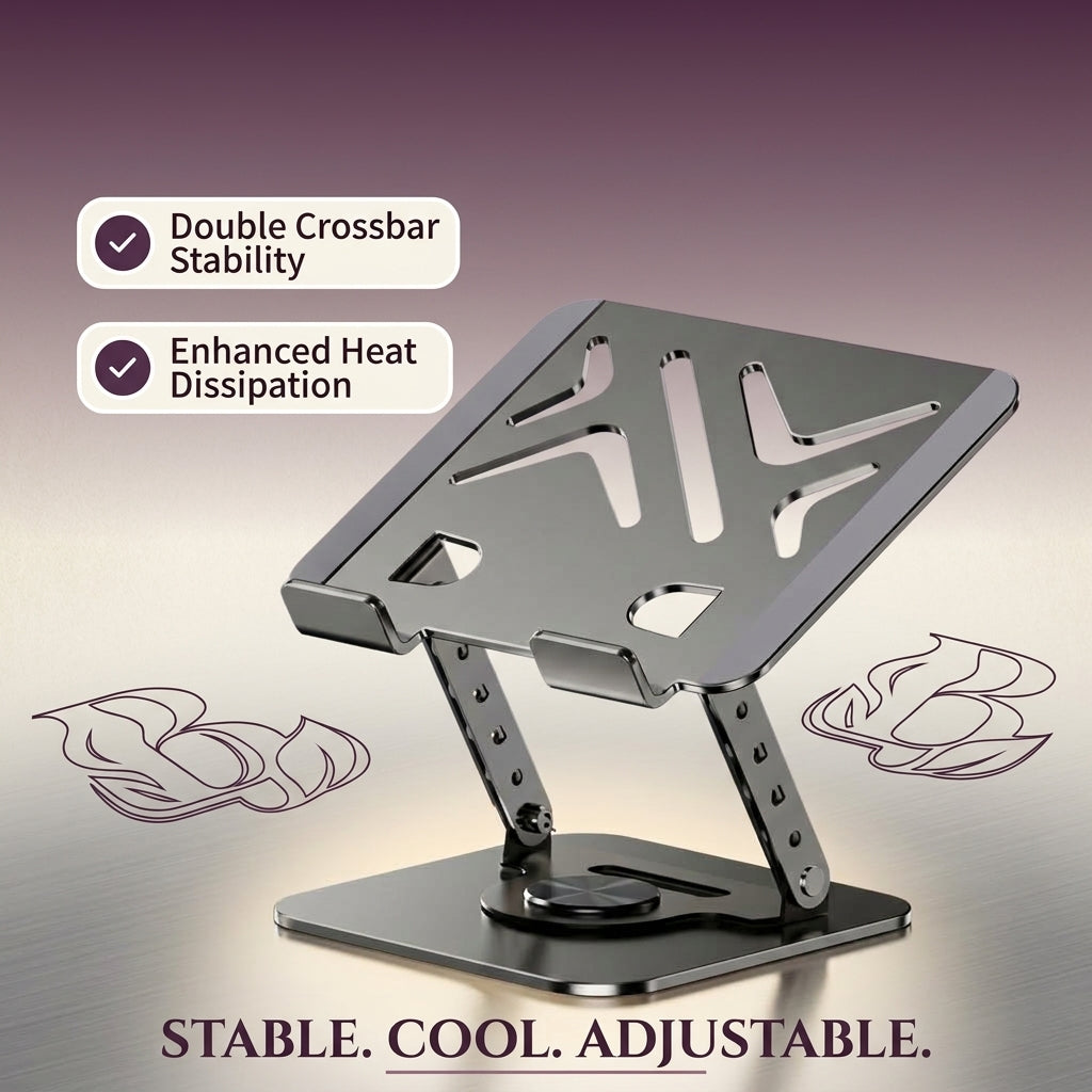 Premium SG-19 360° Rotating Aluminum Laptop Stand – Foldable, Height & Angle Adjustable