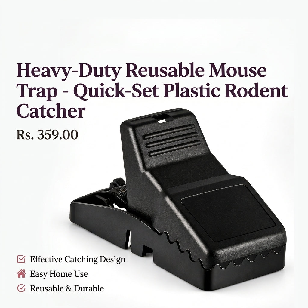 Heavy-Duty Reusable Mouse Trap – Quick-Set Plastic Rodent Catcher