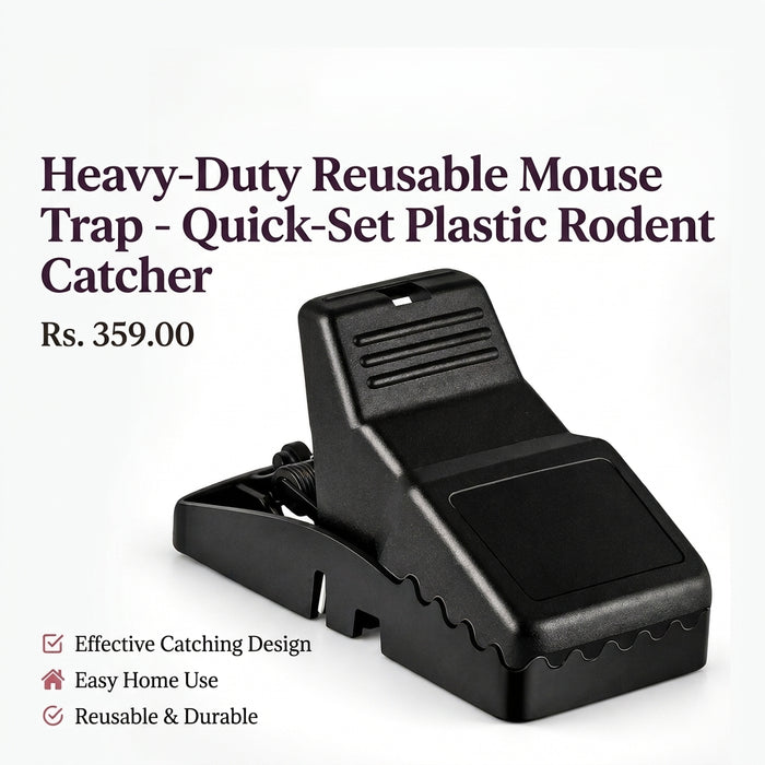 Heavy-Duty Reusable Mouse Trap – Quick-Set Plastic Rodent Catcher